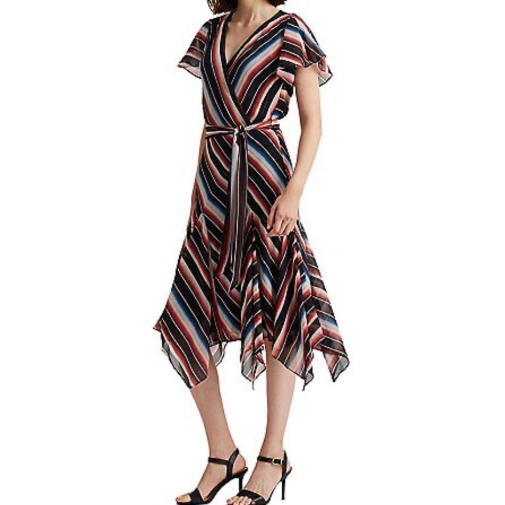 Lauren Ralph Lauren Deangelo Striped Balloon Sleeve Dress